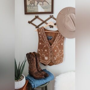Vintage Genuine Leather Western Vest